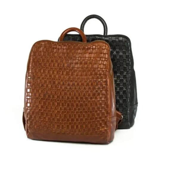Vilenca Holland Emilia Intrecciato Genuine Leather Woven Backpack - Picture 1 of 8